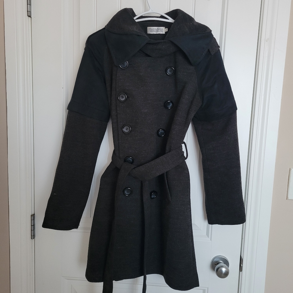 Monoreno Gray And Black Trench Coat